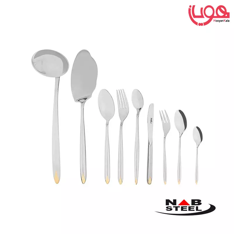 سرویس 116 پارچه ناب استیل مدل پالرمو دورطلایی جعبه چوبی