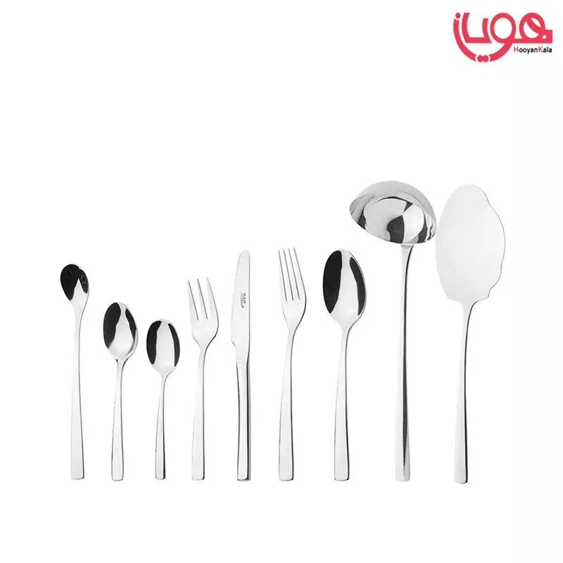 سرویس 116 پارچه ناب استیل مدل پالرمو استیل براق جعبه چوبی