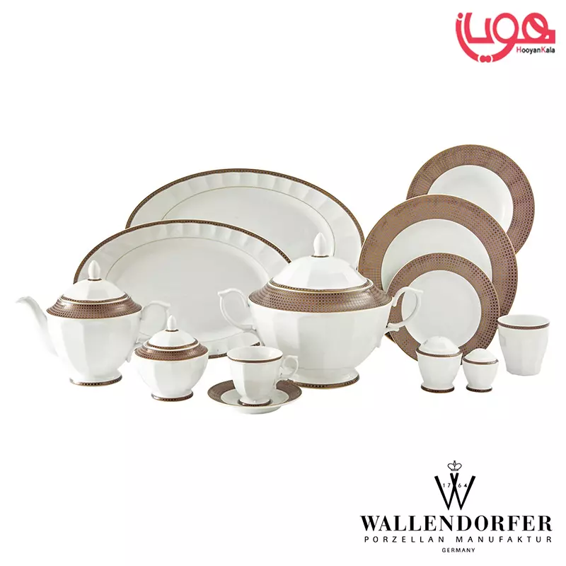 سرویس سورن طلایی والندورفر Wallendorfer چینی زرین نئوکلاسیک 12 نفره 103 پارچه